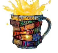 Cappuccino Coffee Mug - Ceramic Book Themed Mug, Cappuccino Cups | Cup with Handle for Reading, Bookcase Shelf, Study Table, Cafeteria, Morning Tea, UF