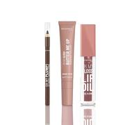Cappuccino Core Lip Rotation, Rimmel Plumping Lip Liner in Rich Cacao, Oh My Gloss! Lip Oil in Cappuccino & Butter Me Up in Latte Delight