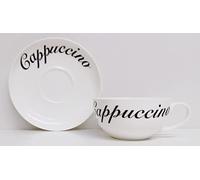Cappuccino Cup & Saucer Fine Bone China Simple Wording Cappuccino 300ml 10.5 fl oz Hand Decorated UK