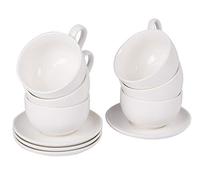 Cappuccinoset - Pottery - White - 6 200 ml Cups - Plates 6-16 cm