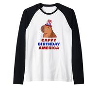 Cappy Birthday America 250 Years Cute Capybara American Raglan Baseball Tee