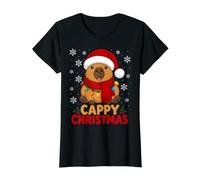 Cappy Christmas Cute Capybara Wearing A Santa Hat Value Graphic T-Shirt, Women, Black, S