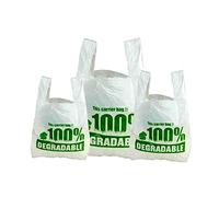 Capra Falconeri 200 Carrier Bags (11x17x21 Inch) Large White Plastic Bags with Handles - Strong 100% Degradable Vest Reusable Recyclable Eco Friendly Plastic Shopping Bag