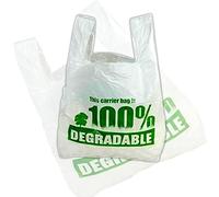 Capra Falconeri 200 Carrier Bags (13x19x23 Inches) X Large White Plastic Bag with Handles - Strong 100% Degradable Vest Reusable Recyclable Eco Friendly Plastic Shopping Bag