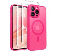 CAPRARO Magnetic for iPhone 13 Pro Max Case, [Compatible with MagSafe] [Full Camera Protection] [13FT Drop Protection] Shockproof Protective Slim Translucent Matte Phone Case, Hot Pink