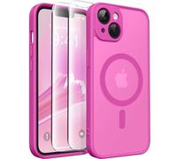 CAPRARO Magnetic for iPhone 14 Case, [Compatible with MagSafe] [Full Camera Protection] [14FT Drop Protection] Shockproof Protective Slim Translucent Matte Phone Case iPhone 14, Shocking Pink
