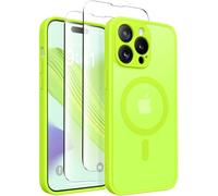CAPRARO Magnetic for iPhone 14 Pro Case, [Compatible with MagSafe] [Full Camera Protection] Shockproof Protective Slim Translucent Matte Phone Case iPhone 14 Pro Case,FluorescentGreen