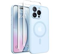 CAPRARO Magnetic for iPhone 15 pro Case, [Compatible with MagSafe] [Full Camera Protection] Shockproof Protective Slim Translucent Matte Phone Case iPhone 15 pro Case,LightBlue
