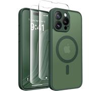 CAPRARO Magnetic for iPhone 15 pro Case, [Compatible with MagSafe] [Full Camera Protection] Shockproof Protective Slim Translucent Matte Phone Case iPhone 15 pro Case,DeepGreen