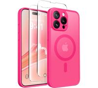 CAPRARO Magnetic for iPhone 15 pro Case, [Compatible with MagSafe] [Full Camera Protection] Shockproof Protective Slim Translucent Matte Phone Case iPhone 15 pro Case,HotPink