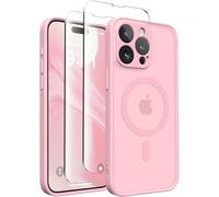 CAPRARO Magnetic for iPhone 15 Pro Case, [Compatible with MagSafe] [Full Camera Protection] Shockproof Protective Slim Translucent Matte Phone Case iPhone 15 Pro Case,Peach Pink