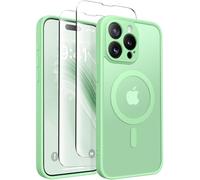 CAPRARO Magnetic for iPhone 15 Pro Max Case, [Compatible with MagSafe] [Full Camera Protection] [14FT Drop Protection] Shockproof Protective Slim Translucent Phone Case, BambooGreen
