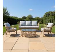 Capri 5-Seater Natural Woven Rattan Garden Furniture Sofa Set with Open Weave Design & Coffee Table Shatchi Light Grey One Size