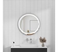 Capri 600 x 600mm Round Front Lit LED Framed Bathroom Mirror with Demister Pad - Chrome