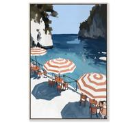 Capri Beach Club Canvas Print Coastal Glam Decor by Art Remedy, Silver Frame, 16 x 24