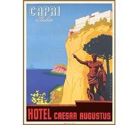 Capri Hotel Caesar Augustus Italy Art Print Vintage Travel Poster Retro Wall Art Canvas Poster Home Decor Room Decor Unframed 50x75cm