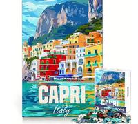 Capri Island Italy Adult Jigsaw Puzzles 1000 Pieces Memory Skill Peaceful Fun Clean Edges Memorable Gift (50x75cm)