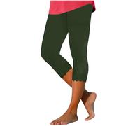 Capri Leggings for Women Seamless Opaque 3/4 Length Scrunch Leggings Ladies Slim Fit Cropped Yoga Pants Summer Casual Plain Leggings for Running Sports Going Out
