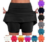 Capri Leggings for Women UK Leggings for Women UK Gym Yoga Tennis Skirt High Waisted Soft Stretchy Summer 2 in 1 Shorts Cropped Running Sports with Pockets Quick Dry Gift Maternity Black XL