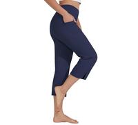 Capri Leggings with Pockets Women Bootcut Yoga Pants Tummy Control High Waist Side Split 3/4 Length Cropped Trousers Petite Casual Smart Stretch Golf Running Dress Pants for Work Office Wear