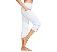 Capri Leggings with Pockets Women Bootcut Yoga Pants Tummy Control High Waist Side Split 3/4 Length Cropped Trousers Petite Casual Smart Stretch Golf Running Dress Pants for Work Office Wear