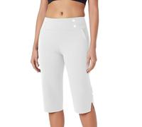 Capri Pants for Women Ladies Cropped Pants High Waist Stretch Bottoms Yoga 3/4 Dress Pant with Pockets Summer Elegant Crop Trouser Office Business Workwear White