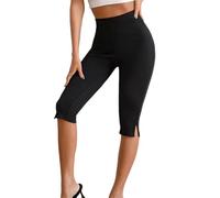 Capri Pants for Women Pull on High Waisted Yoga Casual Tummy Control Compression Cropped Y2k Pant Stretchy Comfy Going Out