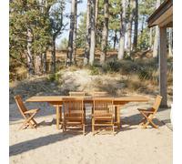 Capri - Rectangular solid acacia garden set with 6 chairs. Brown