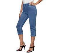 Capri Stretch Jeans for Women Elasticated Waist Trousers Denim Capri Trousers Work Summer Pants Short Tummy Control Slim Fit Legging Ladies Cropped Jeggings 3/4 Length Pull On Cut Off High Waist