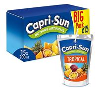Capri-Sun Tropical Kids' Juice Drink (15 x 200ml) Made with Real Fruit Juice - No Artificial Ingredients - Vegan, Gluten Free