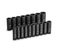 Capri Tools 1/2 in. Drive Deep Impact Socket Set, 10 to 27 mm, Metric, 18-Piece