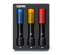 Capri Tools 1/2 in. Drive Extended Wheel Lug Nut Socket Set with Non-marring Protective Sleeve, 17, 19, 21 mm, 3-Piece