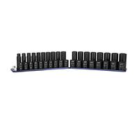 Capri Tools 1/2 in. Drive Shallow and Deep Impact Socket Set, Metric, 10 to 27 mm, 36-Piece with Billet Aluminum Socket Rail (CP55000-36MSDR)