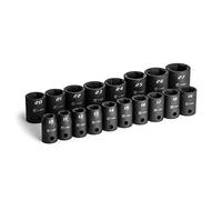 Capri Tools 1/2 in. Drive Shallow Impact Socket Set, 10 to 27 mm, Metric, 18-Piece