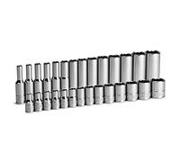 Capri Tools 1/4 in. Drive 12-Point Shallow and Deep Socket Set, Metric, 4 to 15 mm, 28-Piece