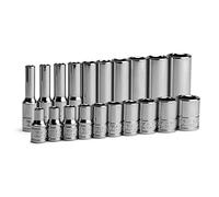 Capri Tools 1/4 in. Drive Master Chrome Sockets Set, 6-Point, 3/16 to 9/16 in, SAE, Sockets Only
