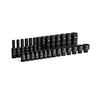 Capri Tools 1/4 in. Drive Shallow and Deep Impact Socket Set, 4 to 15 mm, Metric, 28-Piece