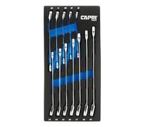 Capri Tools 120-Tooth Ultra-Smooth Reversible Ratcheting Wrenches Set, XL Long Series, 12-Point, 8 to 19 mm, Metric, 12-Piece with Merchanic's Tray