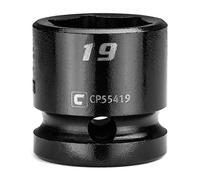Capri Tools 19 mm Stubby Impact Socket, 1/2 in. Drive, 6-Point, Metric