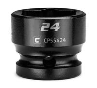 Capri Tools 24 mm Stubby Impact Socket, 1/2 in. Drive, 6-Point, Metric (CP55424)