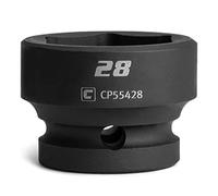 Capri Tools 28 mm Stubby Impact Socket, 1/2 in. Drive, 6-Point, Metric