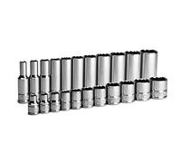 Capri Tools 3/8 in. Drive 12-Point Shallow and Deep Socket Set, SAE, 1/4 to 7/8 in, 22-Piece
