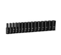 Capri Tools 3/8 in. Drive Deep Impact Socket Set, 12-Point, Metric, 8 to 22 mm, 15-Piece