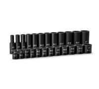 Capri Tools 3/8 in. Drive Shallow and Deep Impact Socket Set, 12-Point, SAE, 5/16 to 1 in., 24-Piece