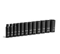 Capri Tools 3/8-Inch Drive Deep Impact Socket Set, SAE, 5/16 to 1 in., Premium Chrome Molybdenum Steel, 12-Piece