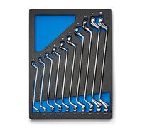 Capri Tools 75-Degree Deep Offset Double Box End Wrench Set, 6 to 24 mm, Metric, 10-Piece with Mechanic's Tray