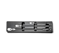 Capri Tools Fine 90-Tooth Locking Flex-Head Ratchet Set, Extra Long Chrome Handle, 1/4, 3/8, 1/2 in. Drive, 3-Piece