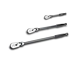 Capri Tools Ratchets, True 72-Tooth, 5-Degree Swing Arc (3-Piece Set/Flex-Head Low Profile), (Model: CP12000FX)