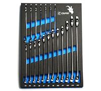 Capri Tools SmartKrome Combination Wrench Set with The Mechanic's Tray, Metric 6 to 24 mm, 19-Piece (CP11390MT)