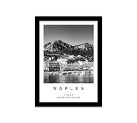 Capri Travel Print Naples Wall art Black and white Poster A4 Print in Black frame 24.5 X 33cm (9.6x13inch)